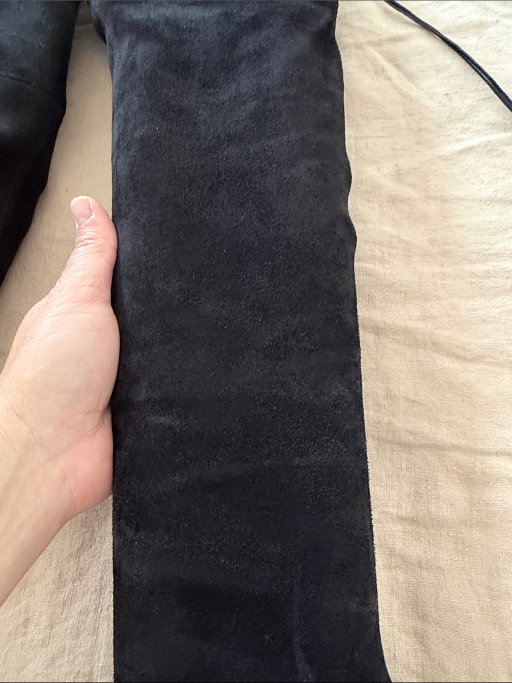 Stuart Weitzman Black Suede Over-the-Knee Heeled Boots - Picture 3 of 4